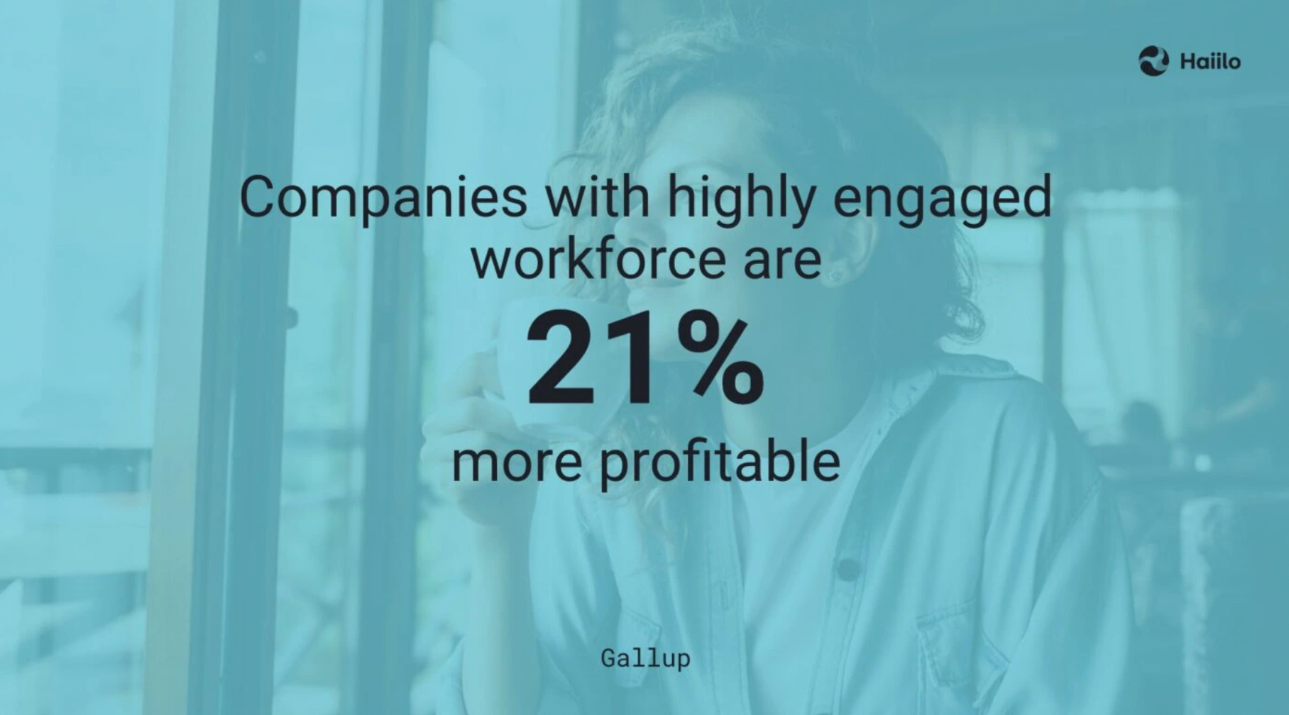 graphic highlighting statistic that says companies with high employee engagement are 21% more profitable