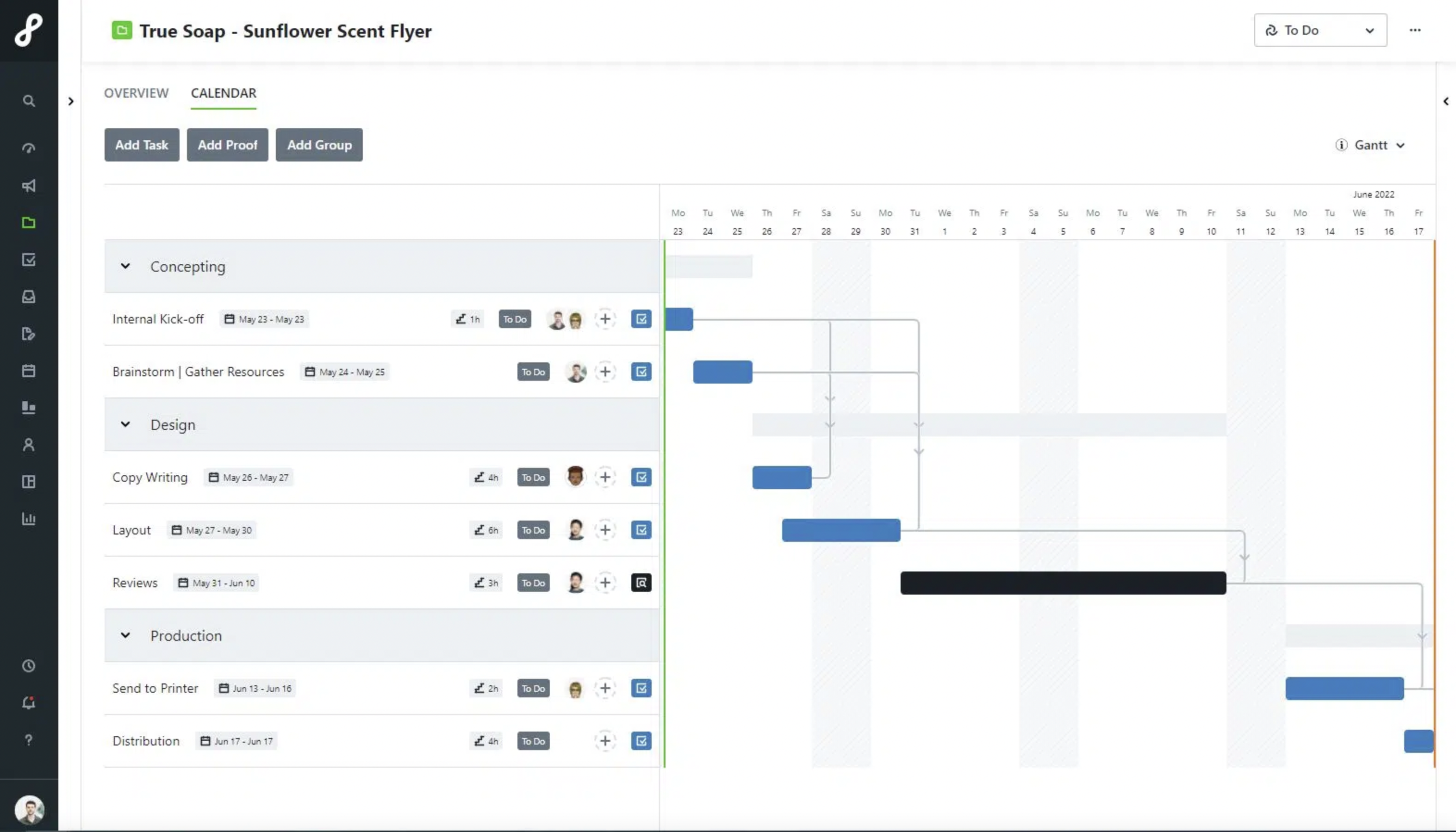 Screenshot shows how Lytho creative software enables teams to track and monitor progress